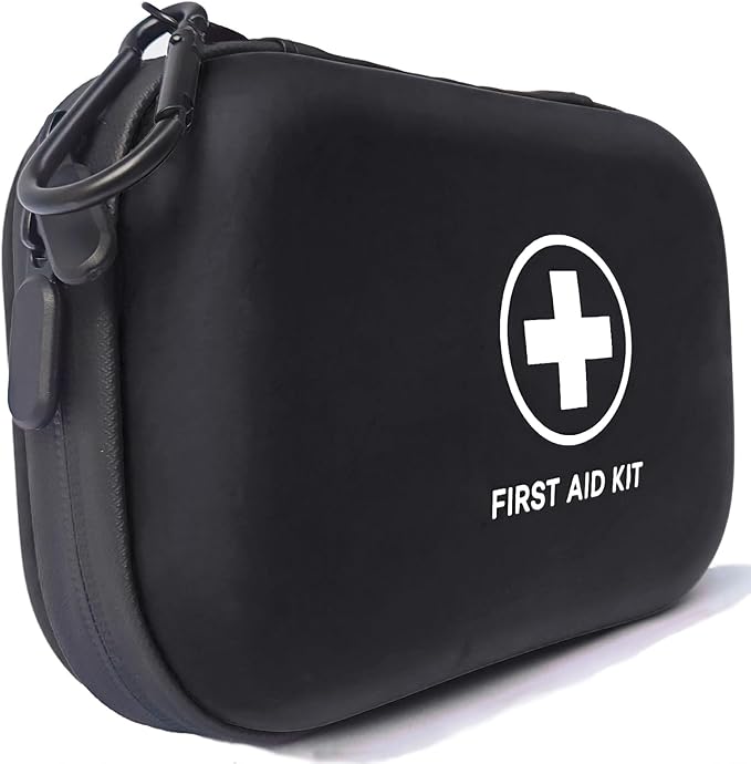 First Aid Kit 150 Piece Waterproof Hard Shell Emergency Medical Kit for Home, Camping, Hiking, Sports, Office, Adventure Portable IFAK Kits (Black)