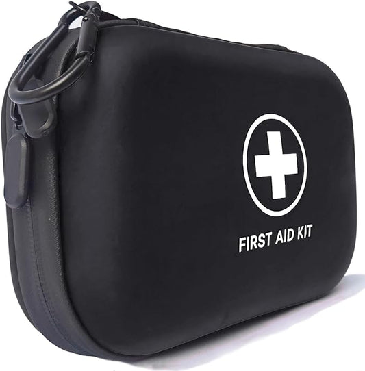 First Aid Kit 150 Piece Waterproof Hard Shell Emergency Medical Kit for Home, Camping, Hiking, Sports, Office, Adventure Portable IFAK Kits (Black)