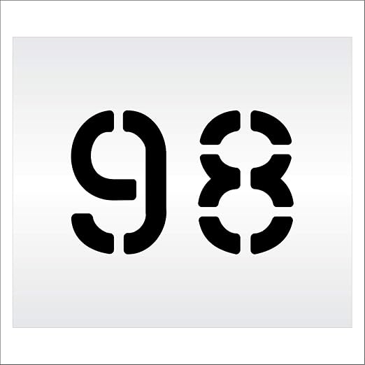 Pavement, Curb, and WheelStop Stencils - 6 inch Double Number Stencil - (98) - 6" x 9" x 1/16" (63 mil) - Light-Duty