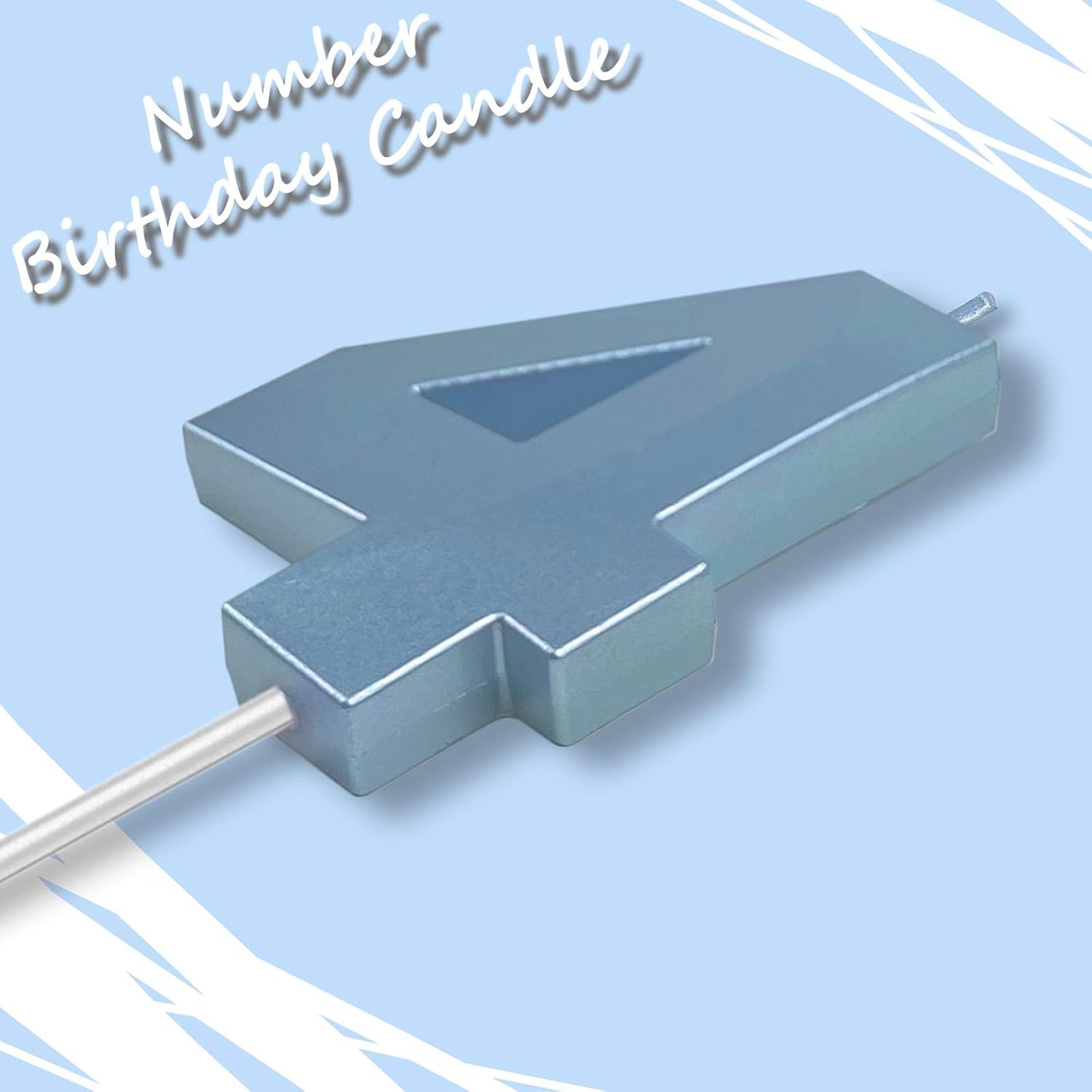 Blue Number 4 Candles, 3D Diamond 2.76 Inch Cake Topper Birthday Candles for Wedding Anniversary Cake Decorations, Happy Birthday Party Decorations