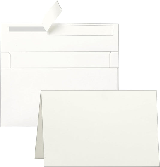 100 packs Cream Greeting Cards and Envelopes 4 x 6 Heavyweight Folded Off White Cardstock and A4 Envelopes Printable Self Seal for Wedding Invitations, Festival Blessing