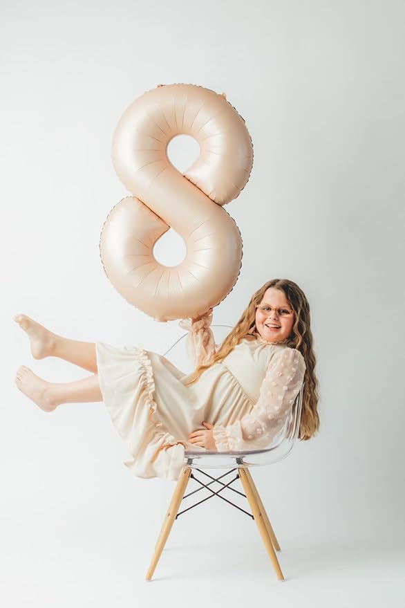 Light Brown 4 Balloon, Tan Number Balloons 40 Inch, 4th Beige Party Decorations, Sandy Brown Four Large Numbers for Party Decor, Khaki Number 4 Balloon