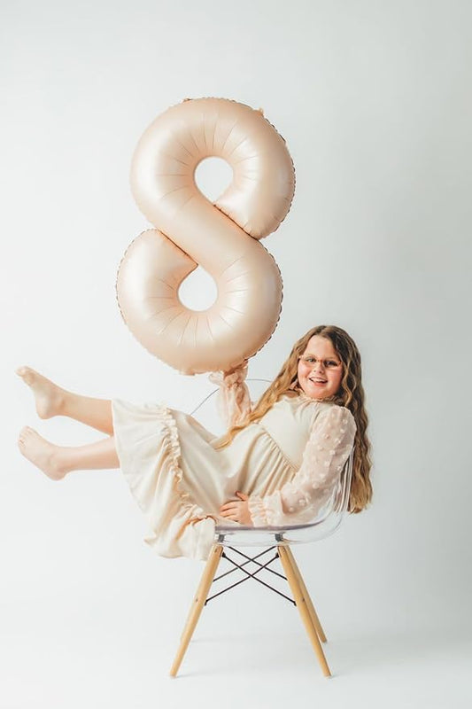 Light Brown 4 Balloon, Tan Number Balloons 40 Inch, 4th Beige Party Decorations, Sandy Brown Four Large Numbers for Party Decor, Khaki Number 4 Balloon
