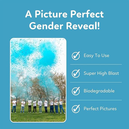 TUR Party Supplies Gender Reveal Poppers | 2 Blue Giant Confetti & Powder Cannons | Biodegradable | Baby Gender Reveal Decorations