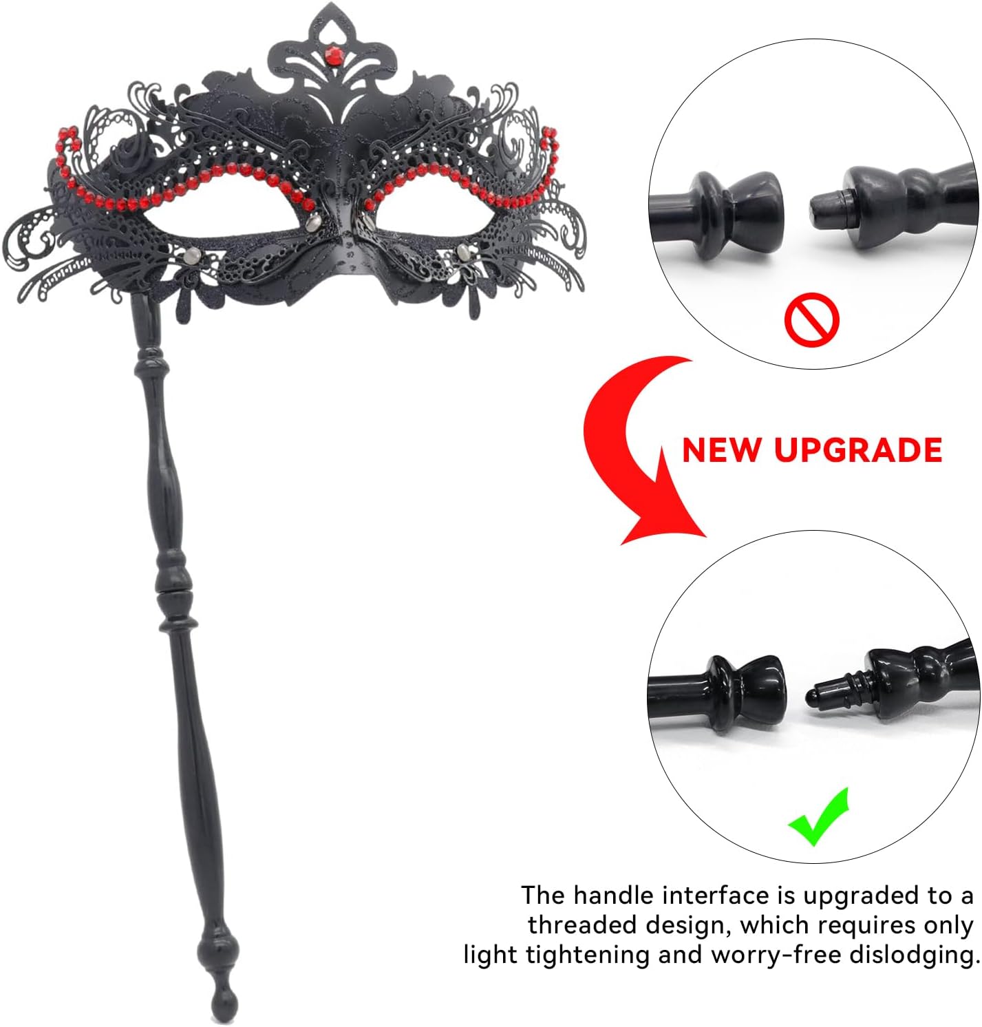 Coddsmz Masquerade Mask with Stick Venetian Mask Mardi Gras Decorations for Womens Halloween Costume Mask