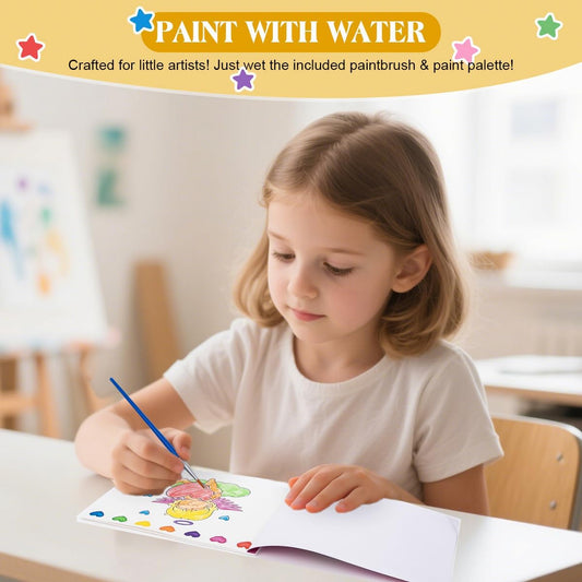 SUMERX 8 Pack Coloring Books Party Favors for Kids, 8 Theme Water Coloring Books Paint Sets for Kids, Art Craft Coloring Gift with Brush Classroom Prizes Return Gifts for Birthday
