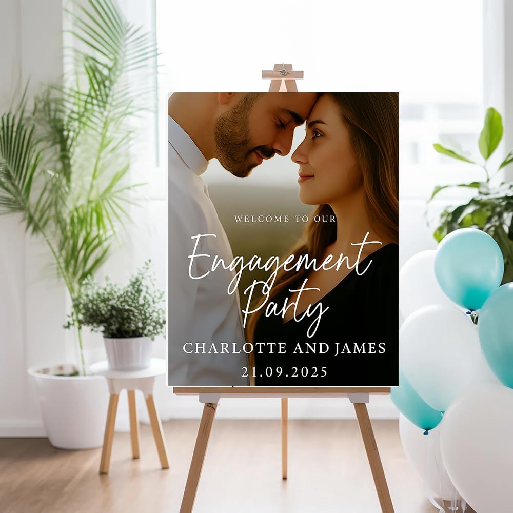 Personalized Engagement Welcome Sign, Engagement Party Sign, Engaged Decor for Couple - She Said Yes!, Decorations, Engaged Welcome, Custom Poster, Canvas, Wooden 2 Layer /6