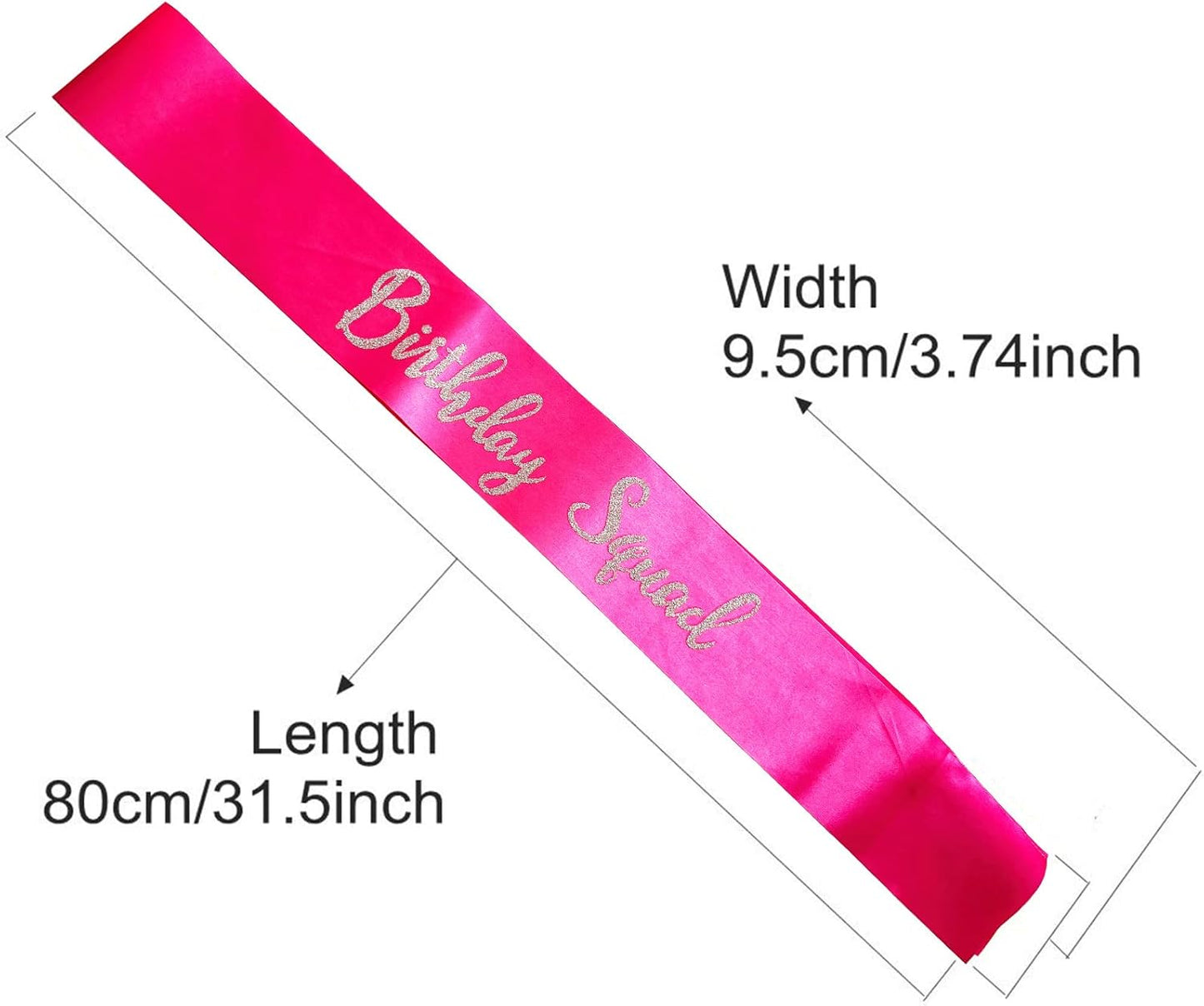 Birthday Squad Sash, 6 Pieces Hot Pink with Silver Glitter Letter Birthday Gift Sashes Set for Women Funny Party Favors Decorations for 16th 18th 21st 25th 30th 40th 50th or Other Bday