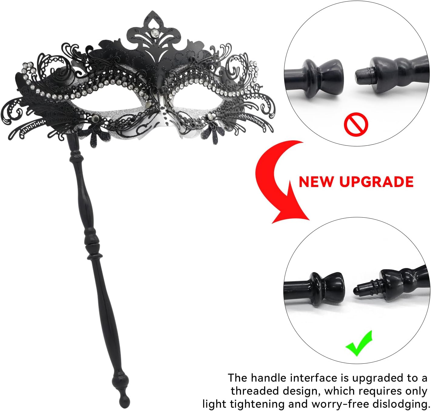 Coddsmz Masquerade Mask with Stick Venetian Mask Mardi Gras Decorations for Womens Halloween Costume Mask