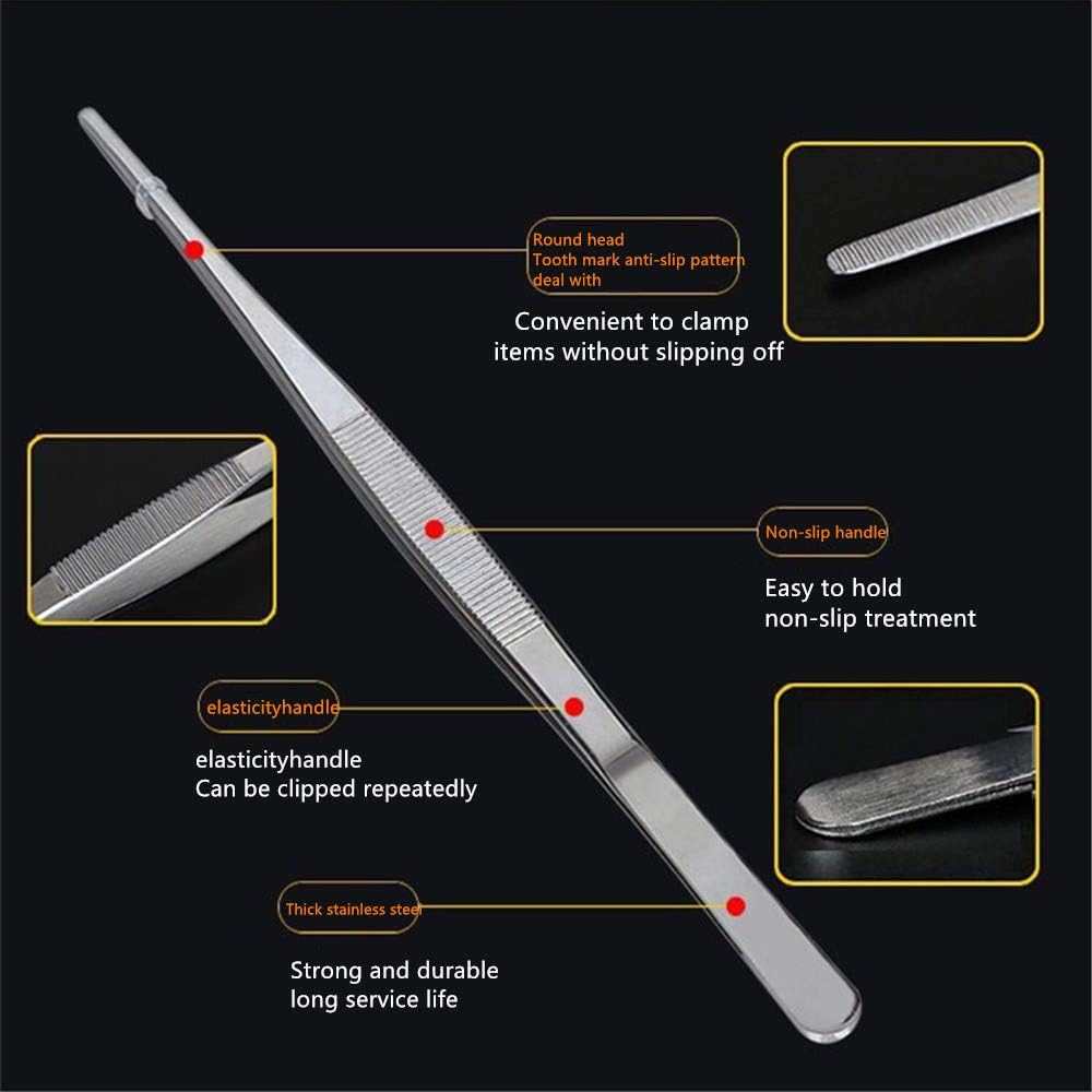 Aniso Long Tweezers - 8 Inch Stainless Steel Precision Serrated Kitchen Tweezers for Barbecue & Cooking