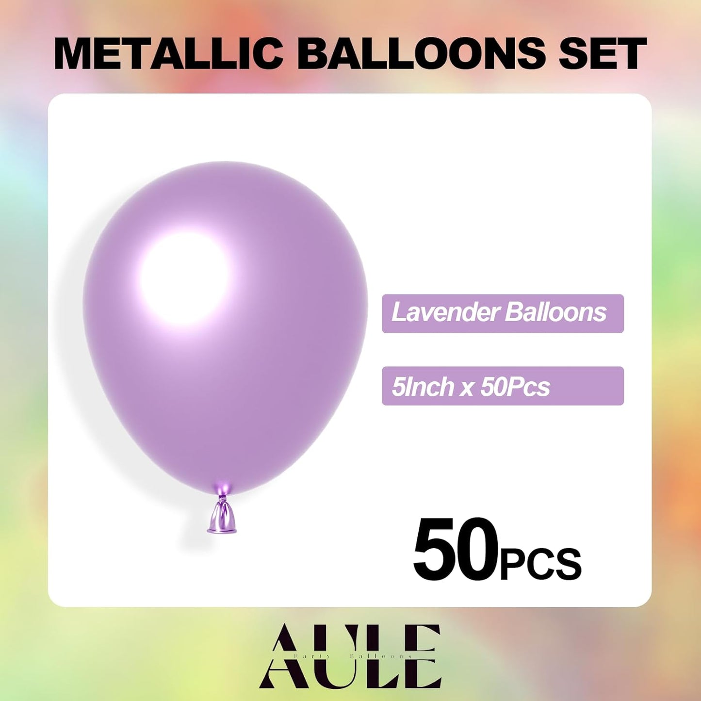 AULE Metallic Light Purple Balloons 5 inch 50 Pcs Lavender Latex Balloons Chrome Helium Shiny Thicken Balloon Perfect Party Decoration for Wedding Birthday Baby Shower Graduation Christmas Carnival