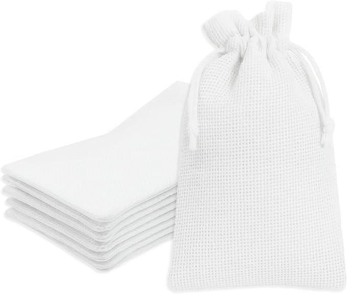 Mandala Crafts 8X10 Inch White Burlap Drawstring Gift Bags for Favors - 20 Large Linen Sacks Gift Pouches for Candy, Coffee, Jewelry, Wedding, and Party Supplies