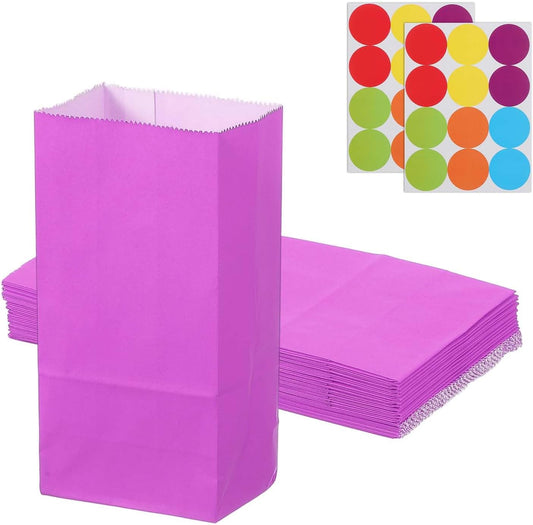 PATIKIL Party Favor Bag, 24 Pcs 3.5x2.4x7.1 Inch Mini Paper Candy Bags Gift Treat Celebration Halloween Goody Birthday Wedding Party with Stickers, Purple