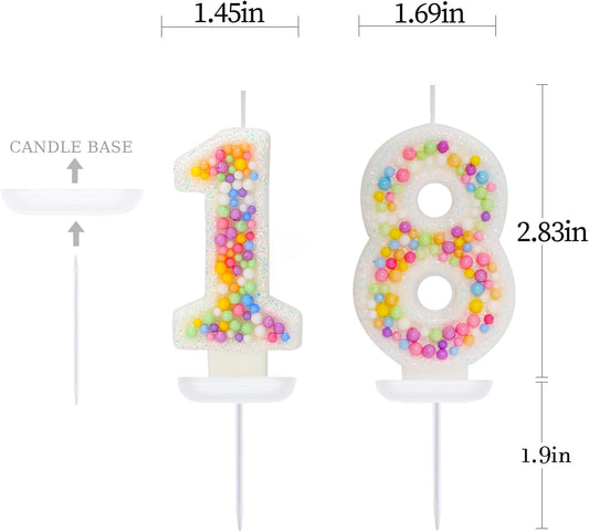 18th Birthday Candle for Cake, Colorful Macaron Numeral Candles for Boys/Girls, Theme Birthday Party Cake Decorations, Cake Topper for Birthday Party Supplies (Number 18)