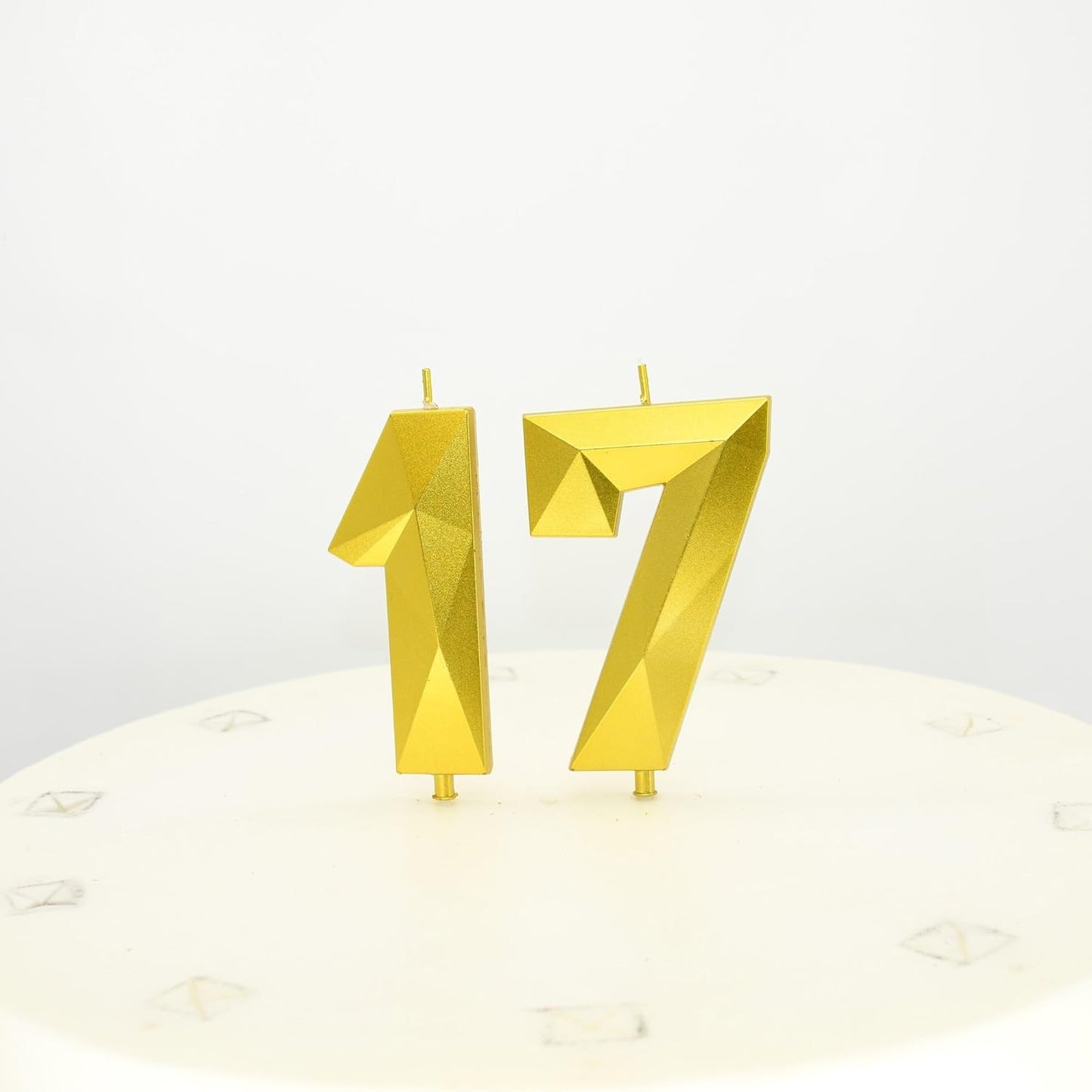 DERVENTA Large Birthday Candle Number 3D Gold 3.7 inch Party Celebration Anniversary Decoration Cake Topper 1 Piece (Number 17 Gold)