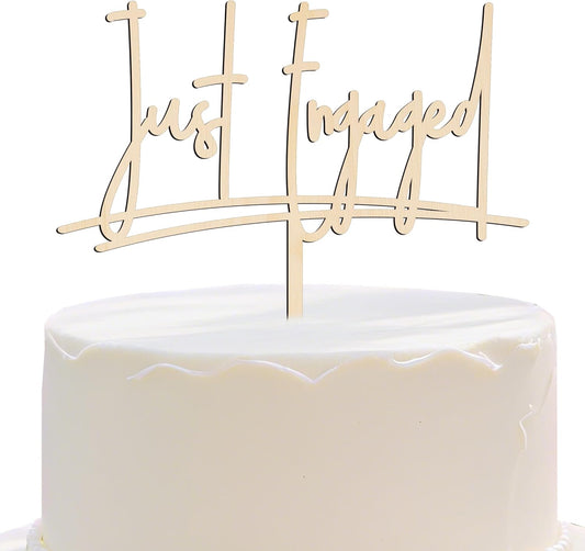 Just Engaged Wooden Cake Topper,Engagement party; bride's shower cake decoration
