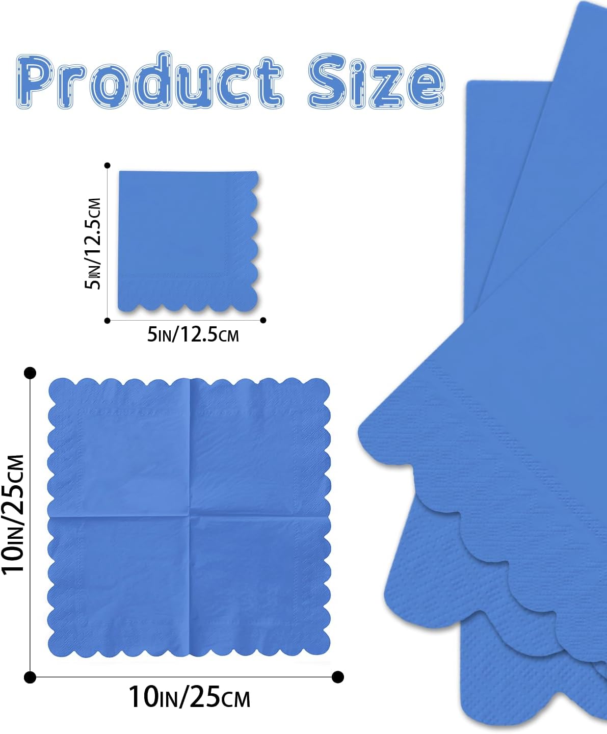 qiqee Sky Blue Cocktail Dinner Napkins 5x5inch Disposable Beverage,Wedding, Birthday Party Dessert Wave Paper Napkins(120 Count)