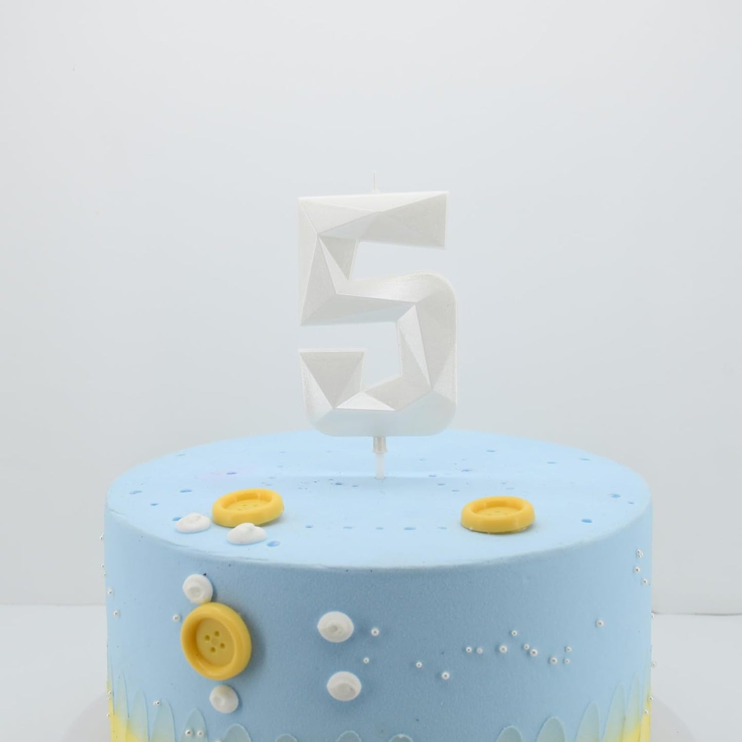 DERVENTA Large Birthday Candle Number 3D White 3.7 inch Party Celebration Anniversary Decoration Cake Topper 1 Piece (Number 5 White)