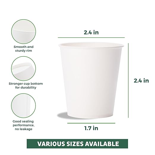 Freshware Coffee Cups 4 oz [300 Pack] Disposable Paper Cups for Mouthwash Cups, Hot Paper Coffee Cup, Ideal for Bathroom Cup