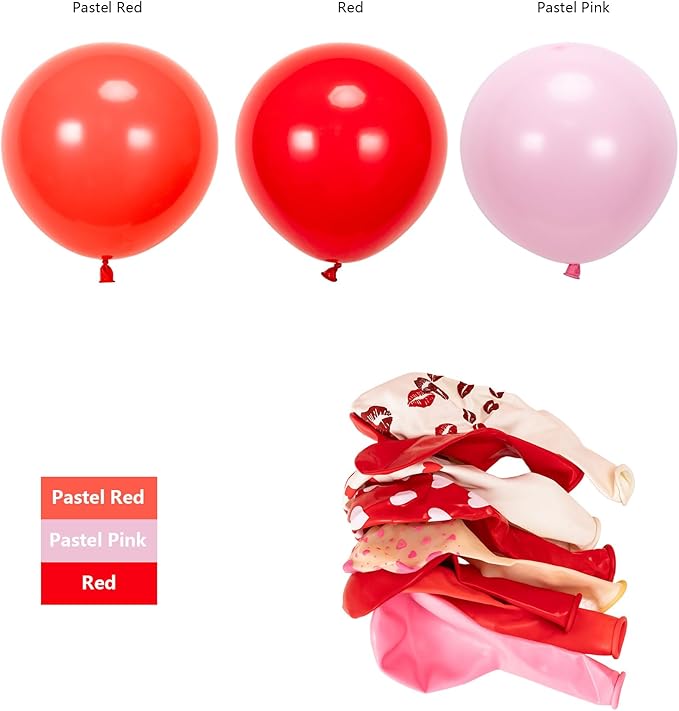 160pcs Valentine'S Balloon Arch Garland Kit Red and Pink Heart Kiss 3.2x6 Feet Love Backdrop for Mother's Day Wedding Engagement Birthday Party Day Decorations