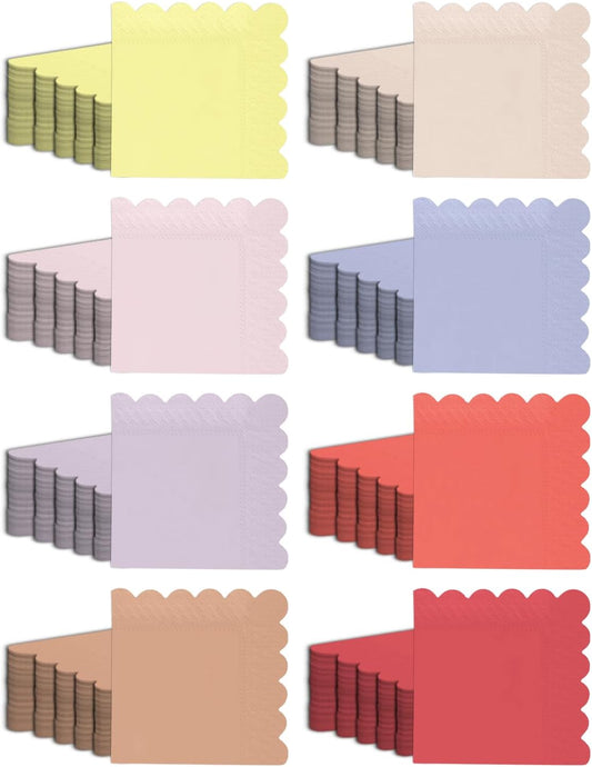 qiqee Pink Series Cocktail Dinner Napkins 5x5inch Disposable Beverage,Wedding, Birthday Party Dessert Wave Paper Napkins(120 Count)