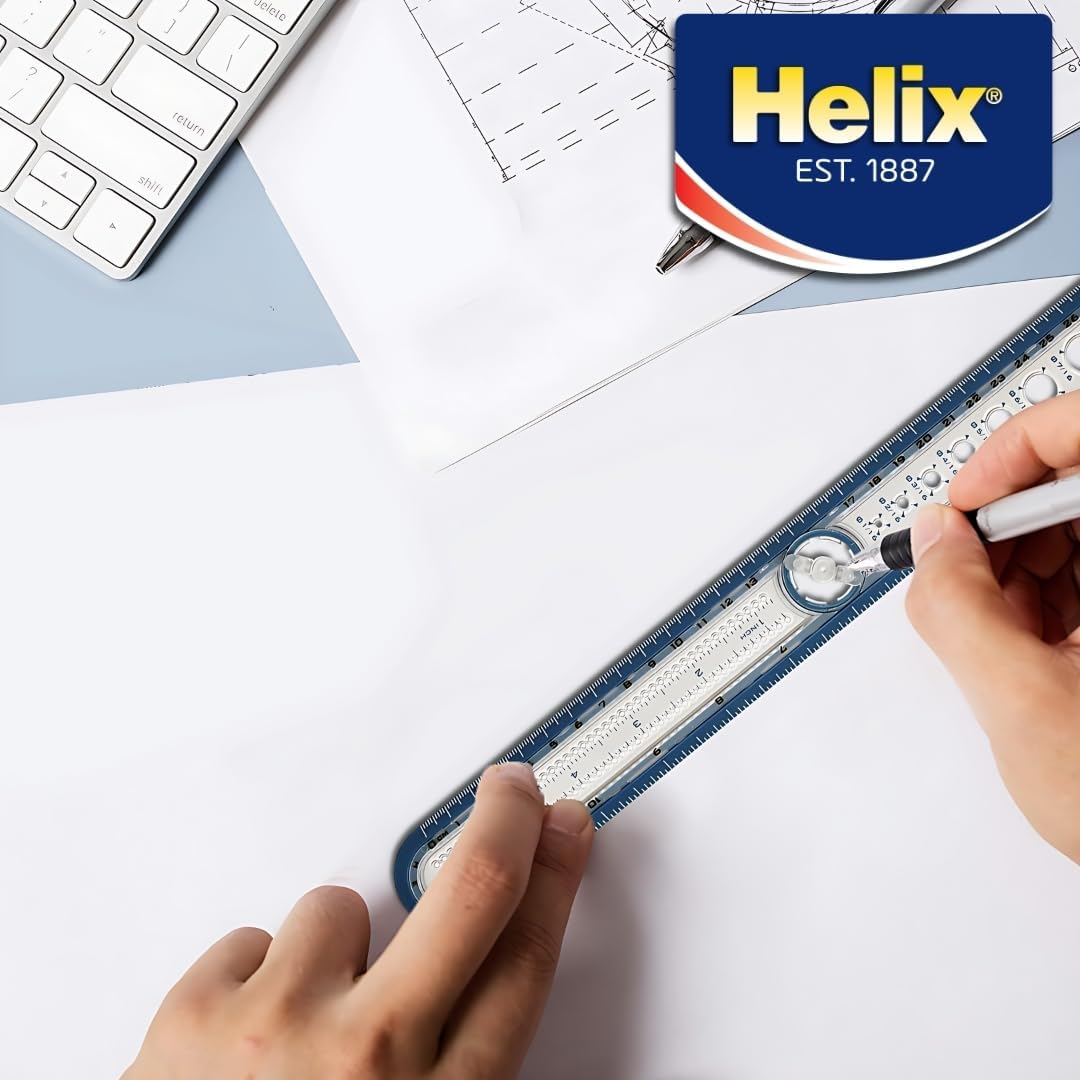 Helix - 2-in-1 Ruler - Integrated Circle Templates - Innovative Learning Tool - 12 Inch / 30cm (36001)