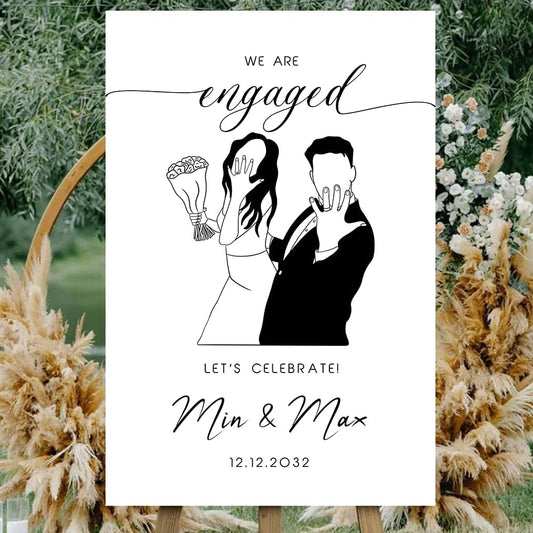 Personalized Engagement Welcome Sign – Minimalist Engagement Party Yard Sign – We’re Engaged Signs – Engagement Party Decorations for Couple - She Said Yes! (Version 14)