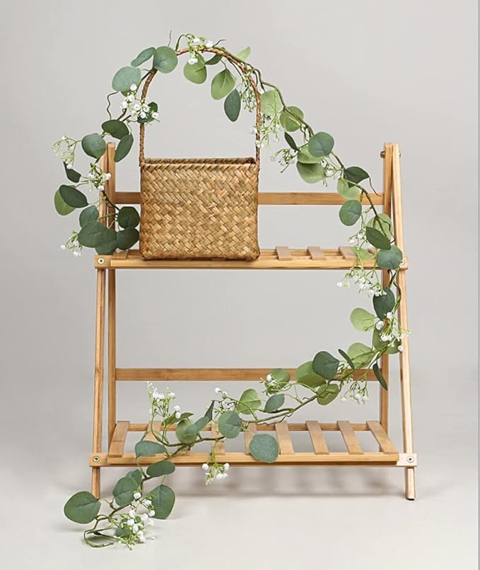 Artificial Eucalyptus Garland 4 Pack, Faux Babys Breath Flowers Gypsophila Vine 5.57Ft, Real Touch Hanging for Wedding Arch Party Home Decor DIY
