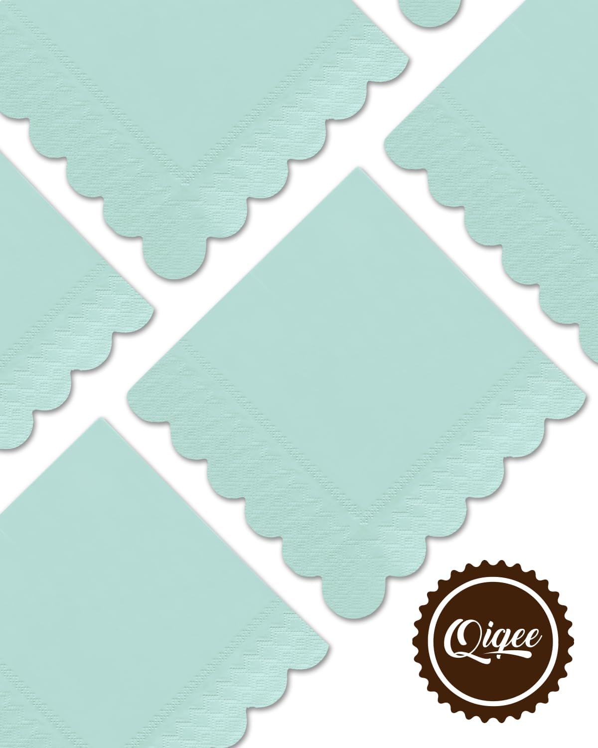 qiqee Dark Blue Cocktail Dinner Napkins 5x5inch Disposable Beverage,Wedding, Birthday Party Dessert Wave Paper Napkins(120 Count)