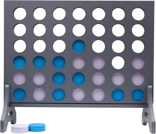 Tailgating Pros Premium Grey Giant Four in a Row with Carrying Case - Jumbo Oversized Outdoor Yard Game - Connect Multiple Pucks in a Row to Win - Many Puck Colors Available!