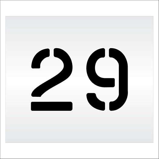Pavement, Curb, and WheelStop Stencils - 6 inch Double Number Stencil - (29) - 6" x 9" x 1/16" (63 mil) - Light-Duty