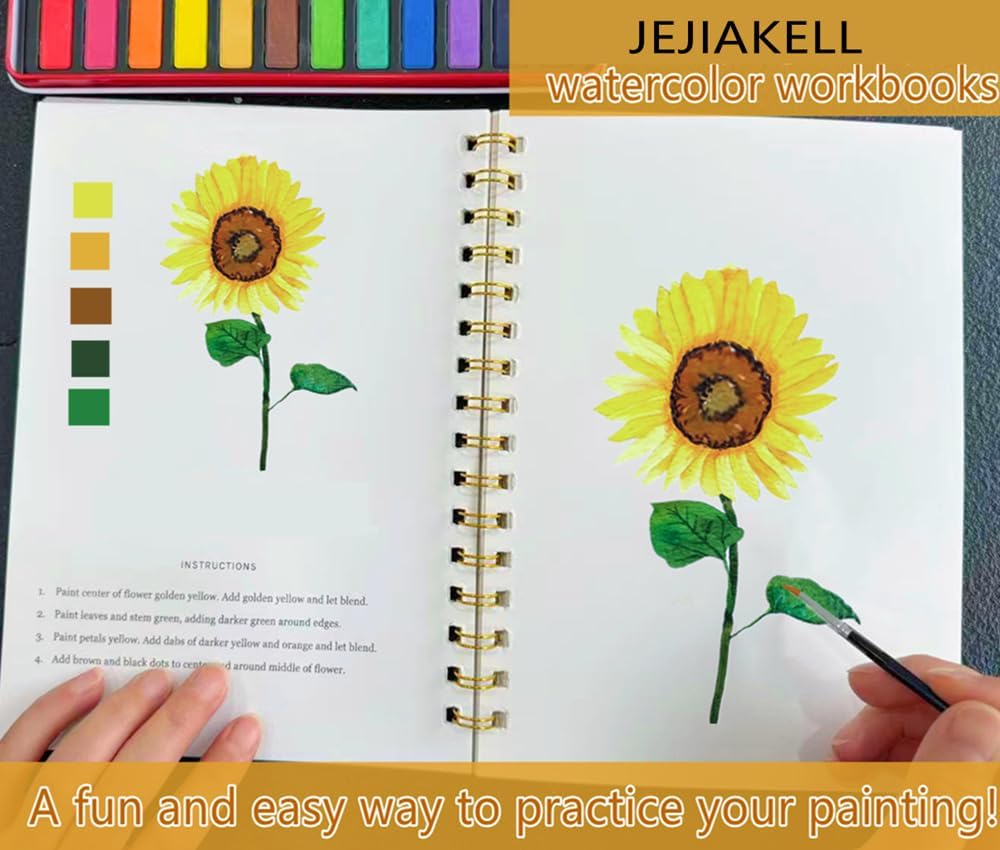 Watercolor Workbooks Coloring Book Easy Nature Scenes Beginner Friendly Watercolor Painting Set Art Crafts Painting Kit for Creative Exploration Gift for Adults Teens (Christmas, Without Palette)