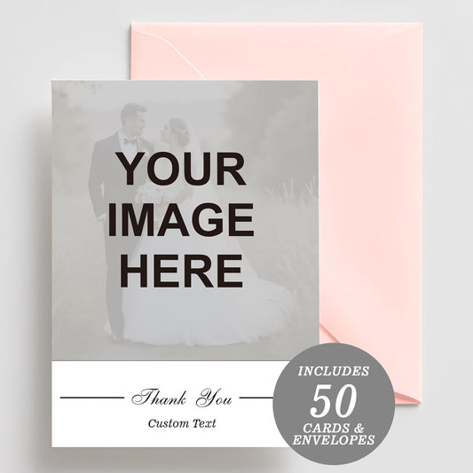 Personalized Save the Date Invitation Card with Photo 4x6inch 350GSM Papers and Envelopes, Custom Thank You card for Weddings, Birthdays and Parties, 50pcs or more (Vertical with 1 Photo)