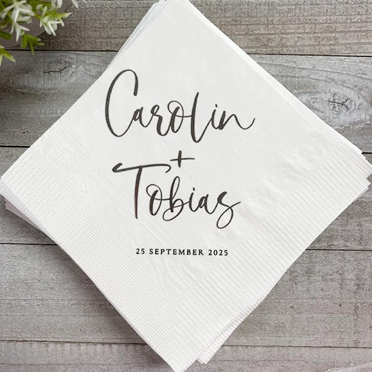 Personalized Wedding Cocktail Napkins, Customized Monogram Wedding Napkin, Custom Dinner Napkins For Bridal Shower, Engagement Party Decorations, Bridal Shower Decorations