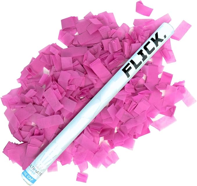 Ultimate Confetti - 8 Pack Pink Confetti Wands - Handheld 14" Biodegradable Tissue Paper Confetti Flick Flutter Sticks For Wedding, Birthday, Parties & Live Events - 2 Handfuls, 1.5 oz Each Stick