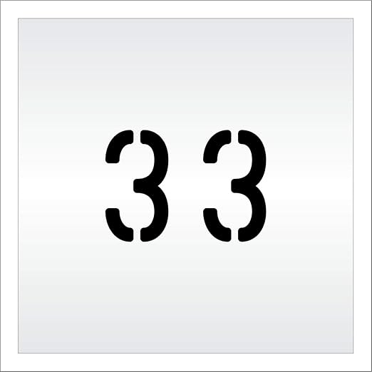 Pavement, Curb, and WheelStop Stencils - 4 inch Double Number Stencil - (33) - 4" x 5.5" x 1/8" (128 mil) - Pro-Grade