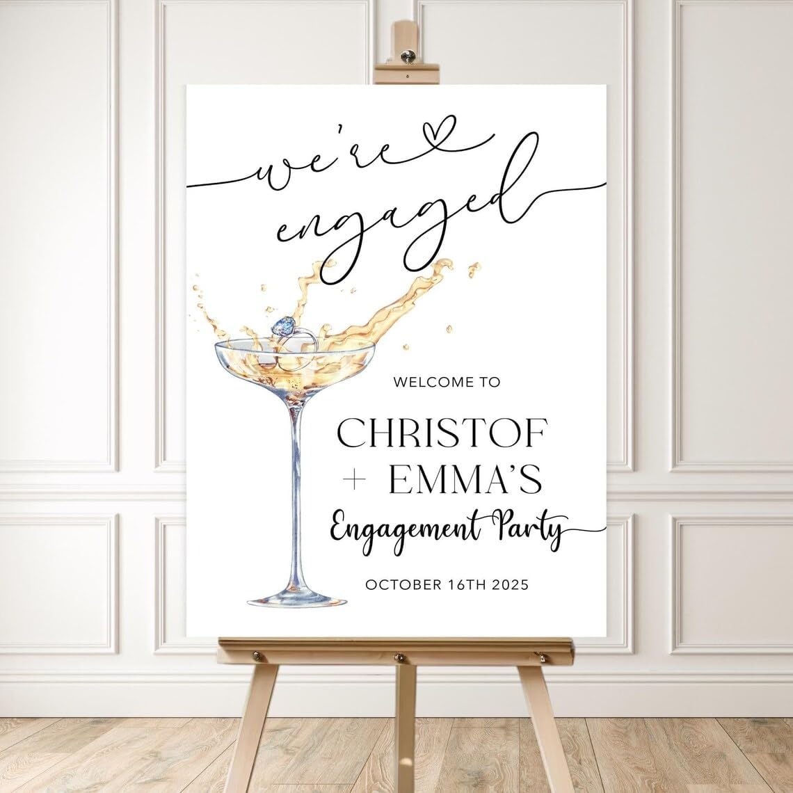 We're Engaged Welcome Sign, Engagement Champagne Party Welcome Sign, Cheers To Forever Sign, Brunch and Bubbly Décor