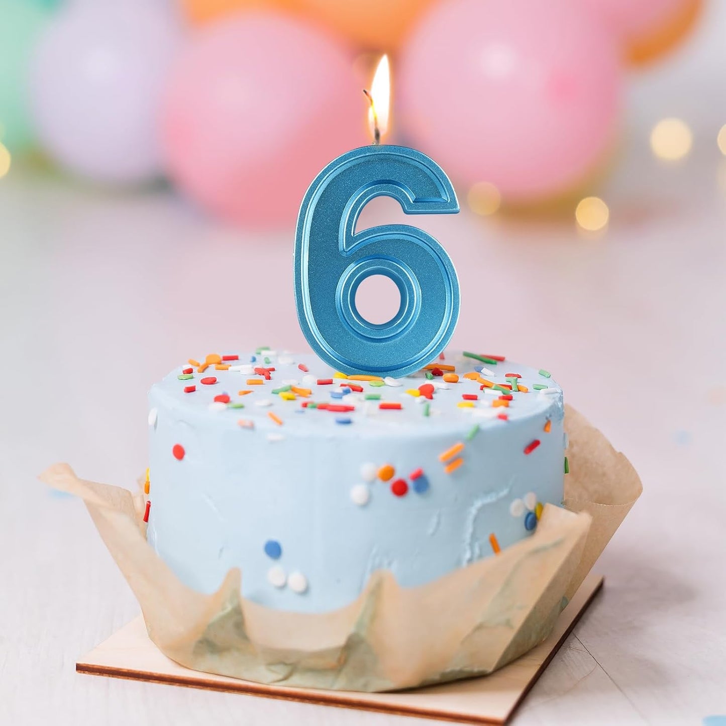 BEAN LIEVE Blue Birthday Candles Number 6, Blue Number Candles, Cake Number Candles for Birthday Parties and Wedding Anniversary Celebrations