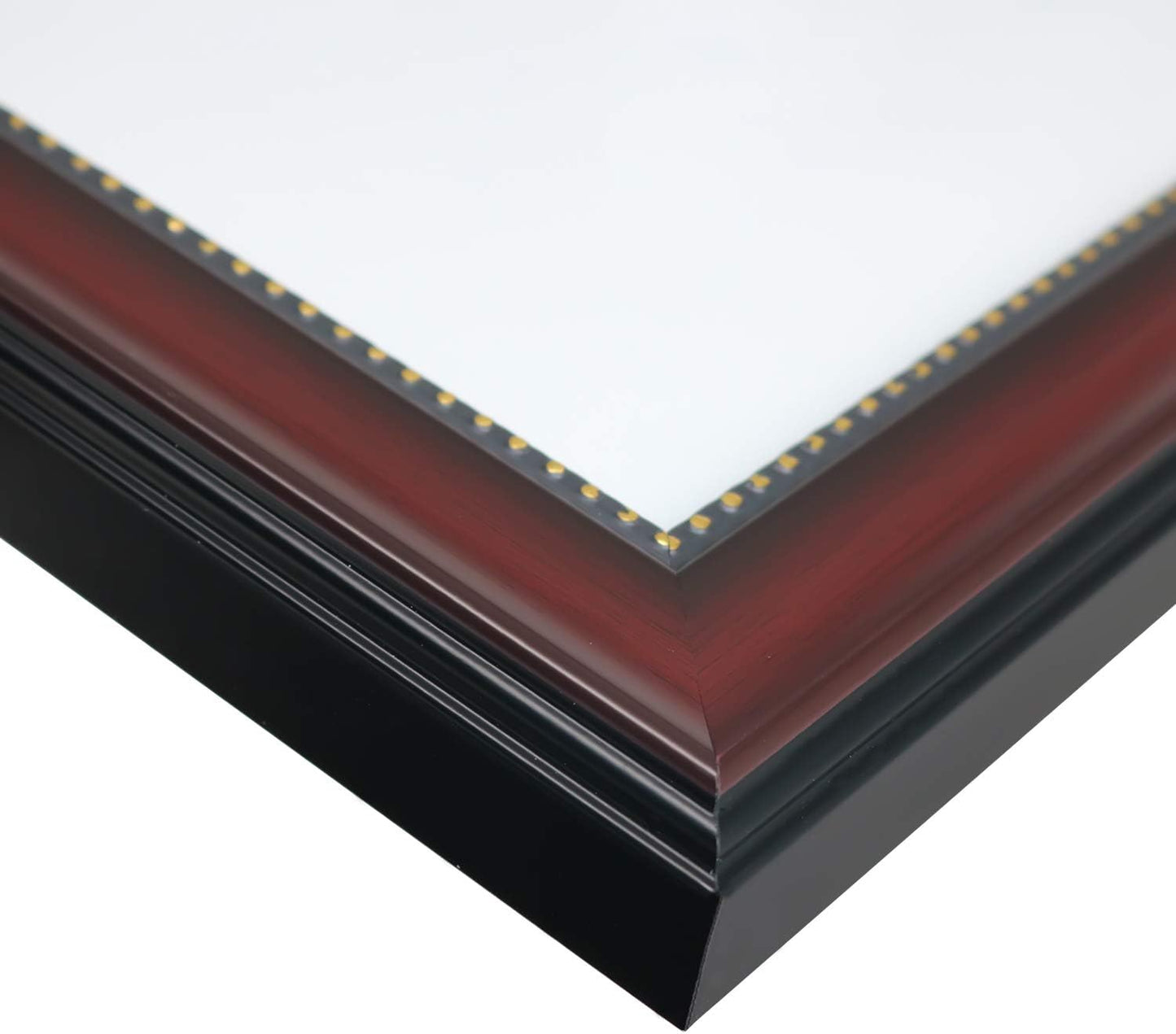 GraduationMall A4 Certificate Document Frame, UV Protection Acrylic, Mahogany with Gold Beads