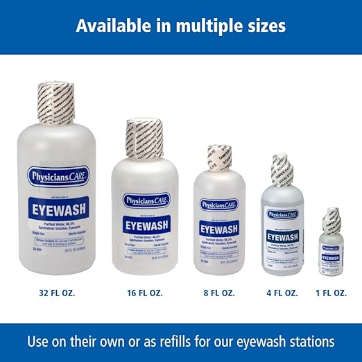 PhysiciansCare Eye Wash Solution, Sterile Isotonic Buffered Solution for Flushing & Irrigating Eyes, 16-oz Bottle (Pack of 12)