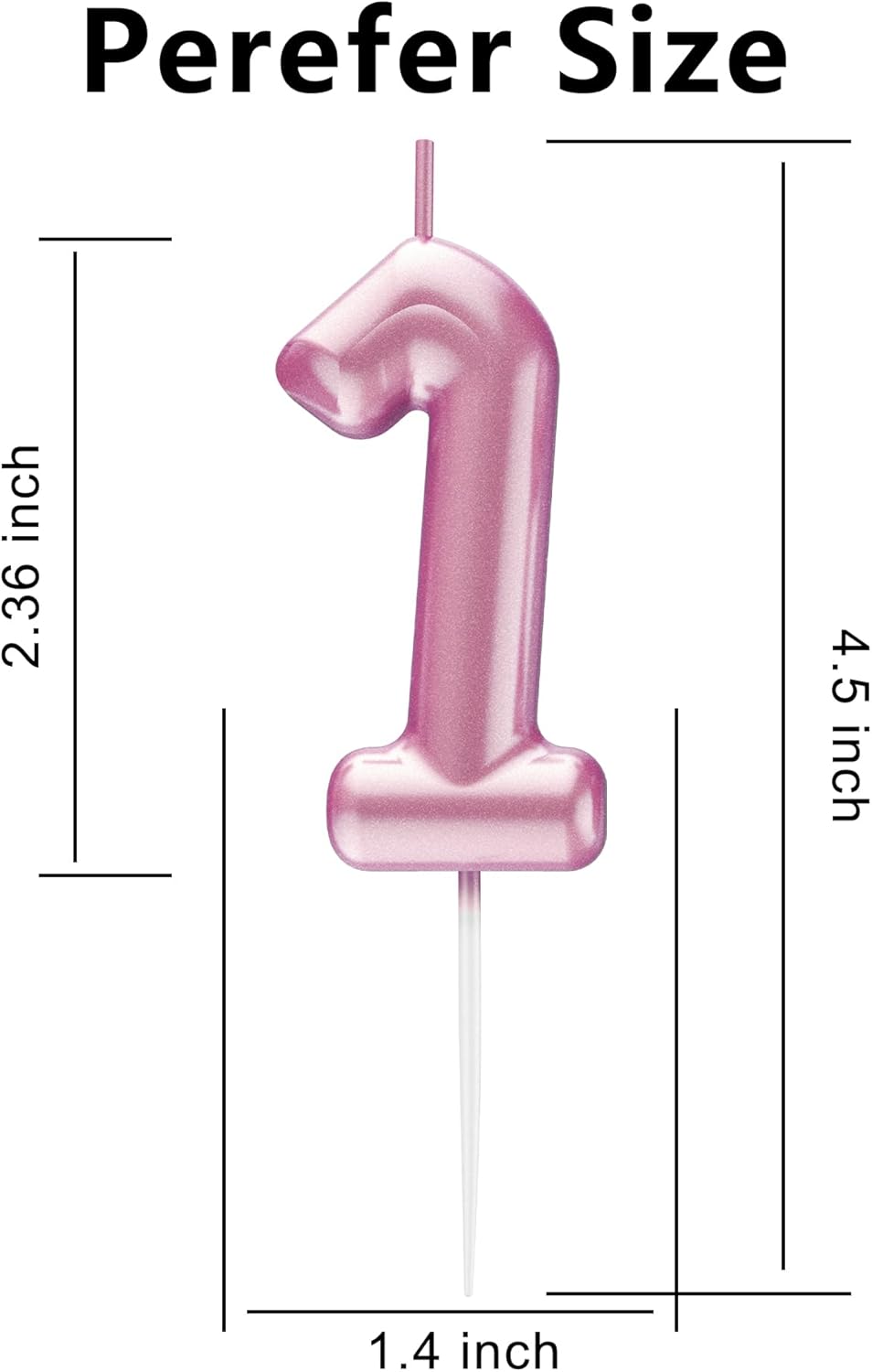 Pink Number 1 Candle Happy Birthday 3D Number Candles for Birthday Cake Party Decoration Wedding Anniversary Celebration Supplies