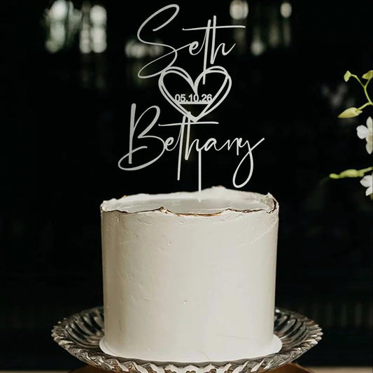 Wedding Cake Toppers, Wedding Cake Toppers Bride and Groom, Custom Cake Topper, Customize Your Own Anniversary Mr and Mrs Cake Topper,Rustic cake topper,Date wedding Cake topper.Wooden Cake topper