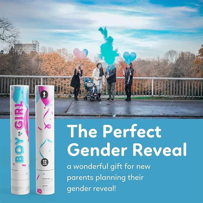 Gender Reveal Powder Smoke Bombs Cannon Poppers | 2 Blue Poppers | Biodegradable | Alternative to Gender Reveal Smoke Bombs Extinguisher | Gender Reveal Party Decorations | TUR Party Supplies