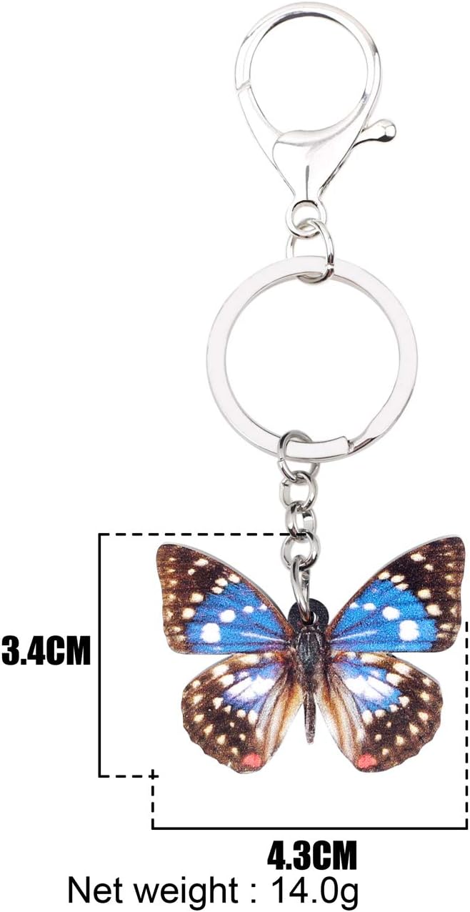 BONSNY Morpho Menelaus Butterfly Key Chains for Women Car Purse Bag Rings Pendant Charms