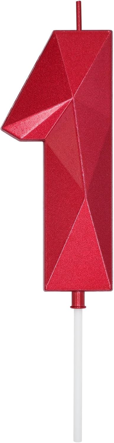 DERVENTA Large Birthday Candle Number 3D Red 3.7 inch Party Celebration Anniversary Decoration Cake Topper 1 Piece (Number 1 Red)