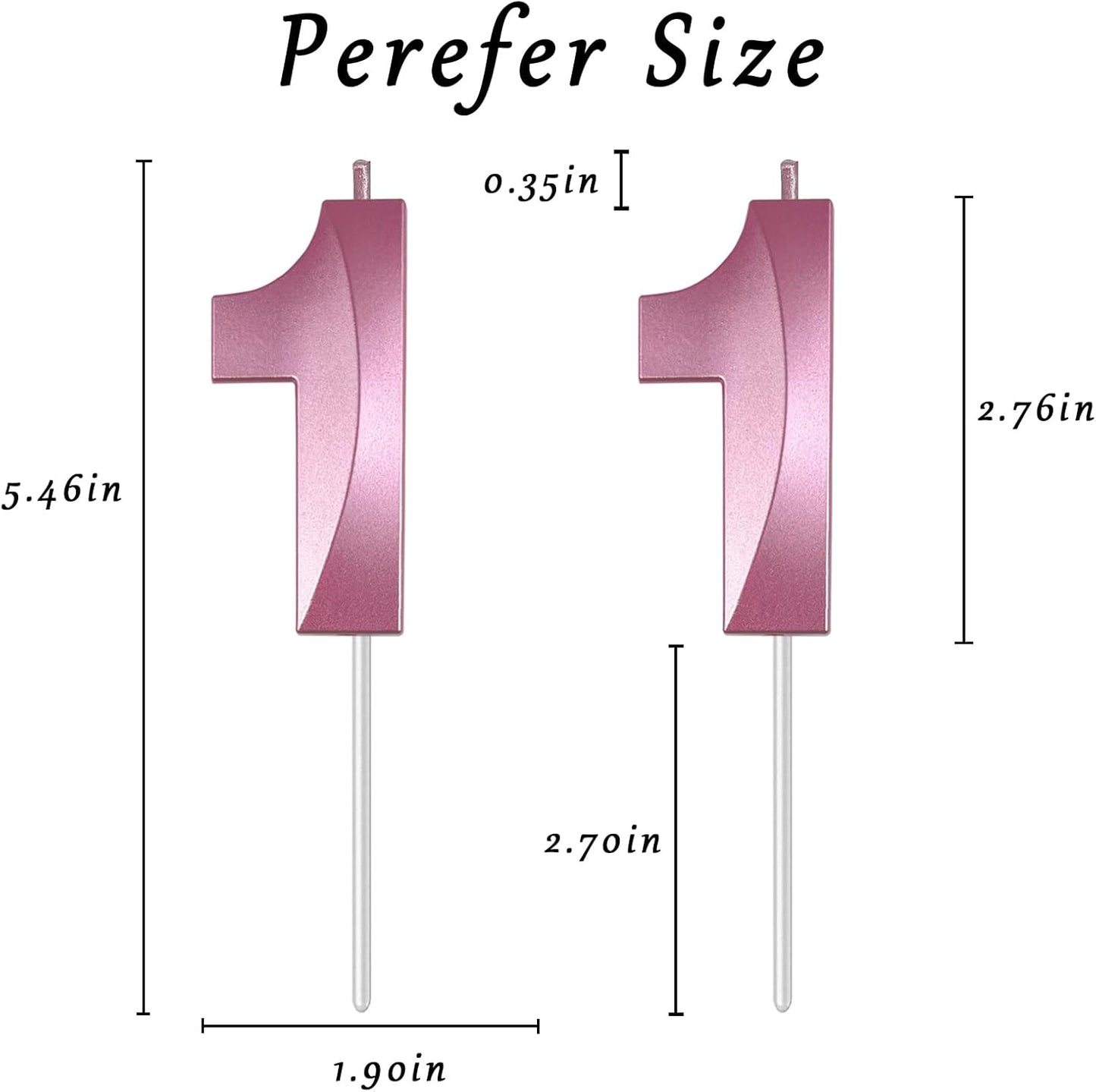 Pink Number 11 Candles, 3D Diamond 2.76 Inch Cake Topper Birthday Candles for Wedding Anniversary Cake Decorations, Happy Birthday Party Decorations
