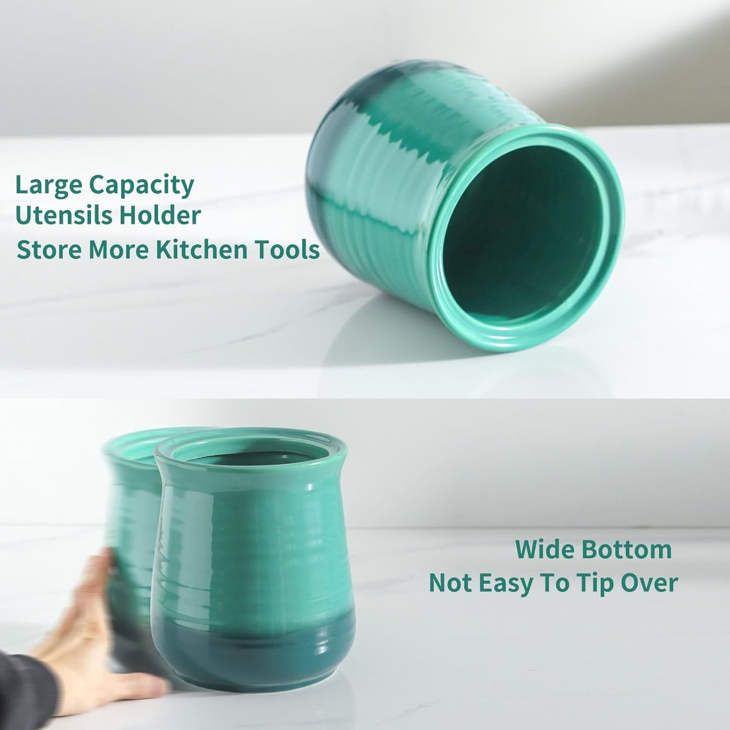 Hasense Food Storage Containers with Lids, 88 oz Ceramic Food Storage Jar, Kitchen Canister for Ground Coffee, Tea, Sugar, Nuts, Candy, Spices, 88 FL OZ Cookie Jar, Gradient Green