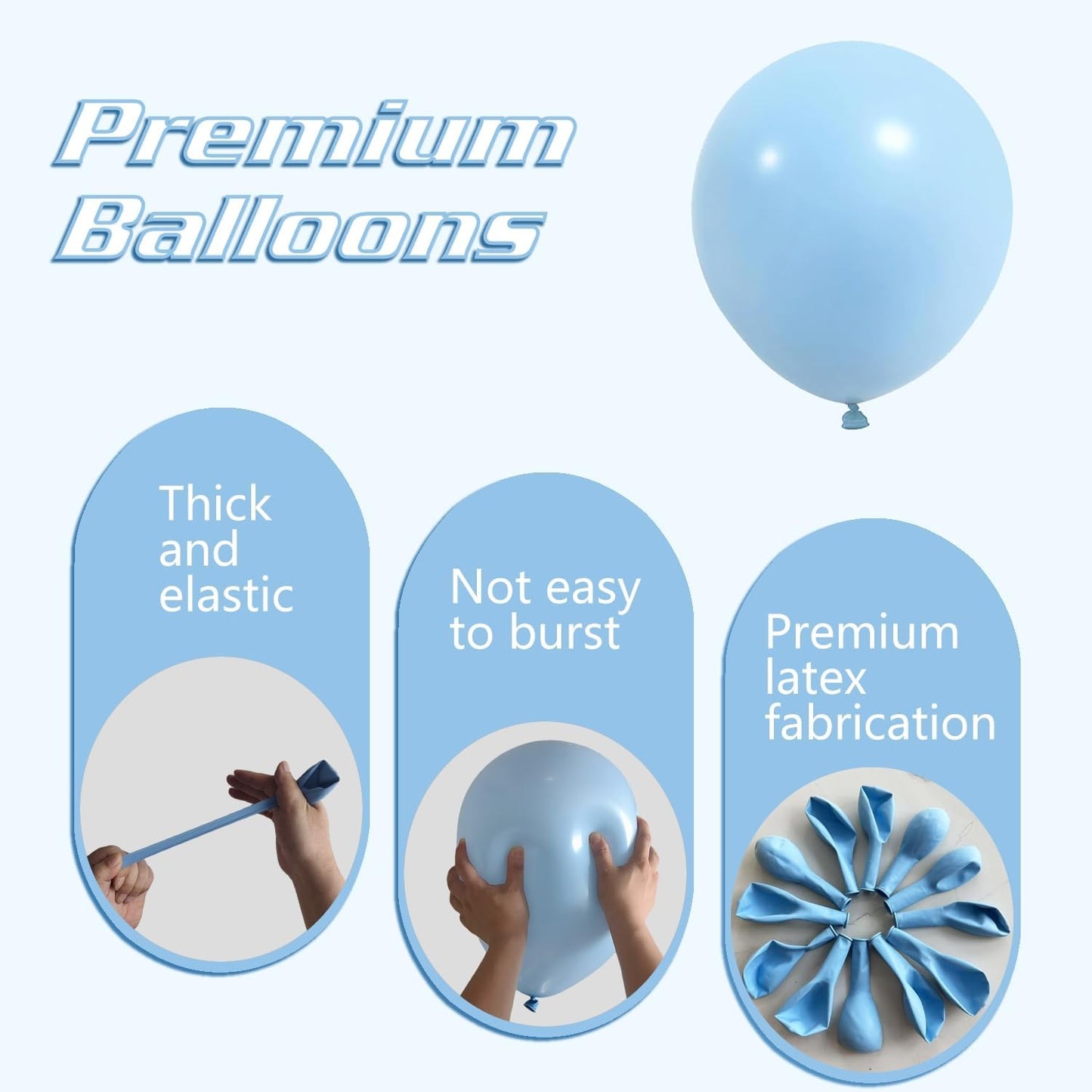 Pastel Blue Balloons 145pcs Different Sizes 18 12 10 5 Inches Baby Blue Light Blue Balloon Garland Arch for Birthday Baby Shower Wedding Anniversary Graduation Party Decorations