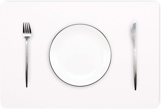 Wipeable Placemats Leather Table Mats Waterproof Heat-Resistant Easy to Clean for Dining Table Set Kitchen Table (6, White)