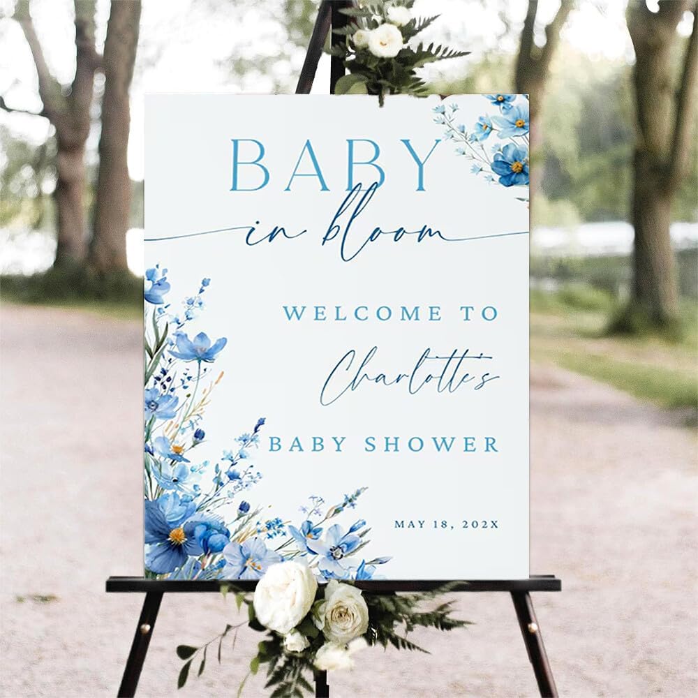 Editable Baby In Bloom Welcome Sign, Baby in Bloom Baby Shower Welcome Sign, Wildflower Baby Shower Sign, Spring Floral Baby Shower Welcome Sign, Personalized Baby Shower Sign #19